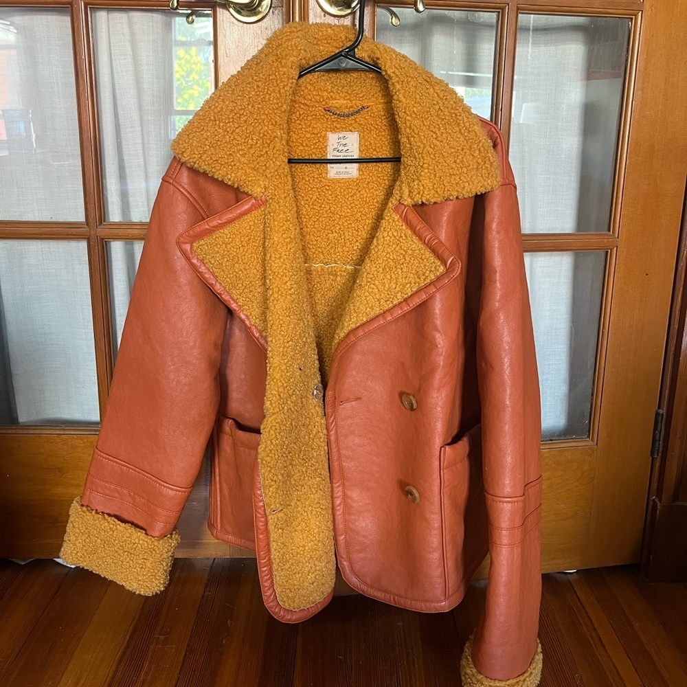 Free People Kaja Vegan Leather Bonded Peacoat Small